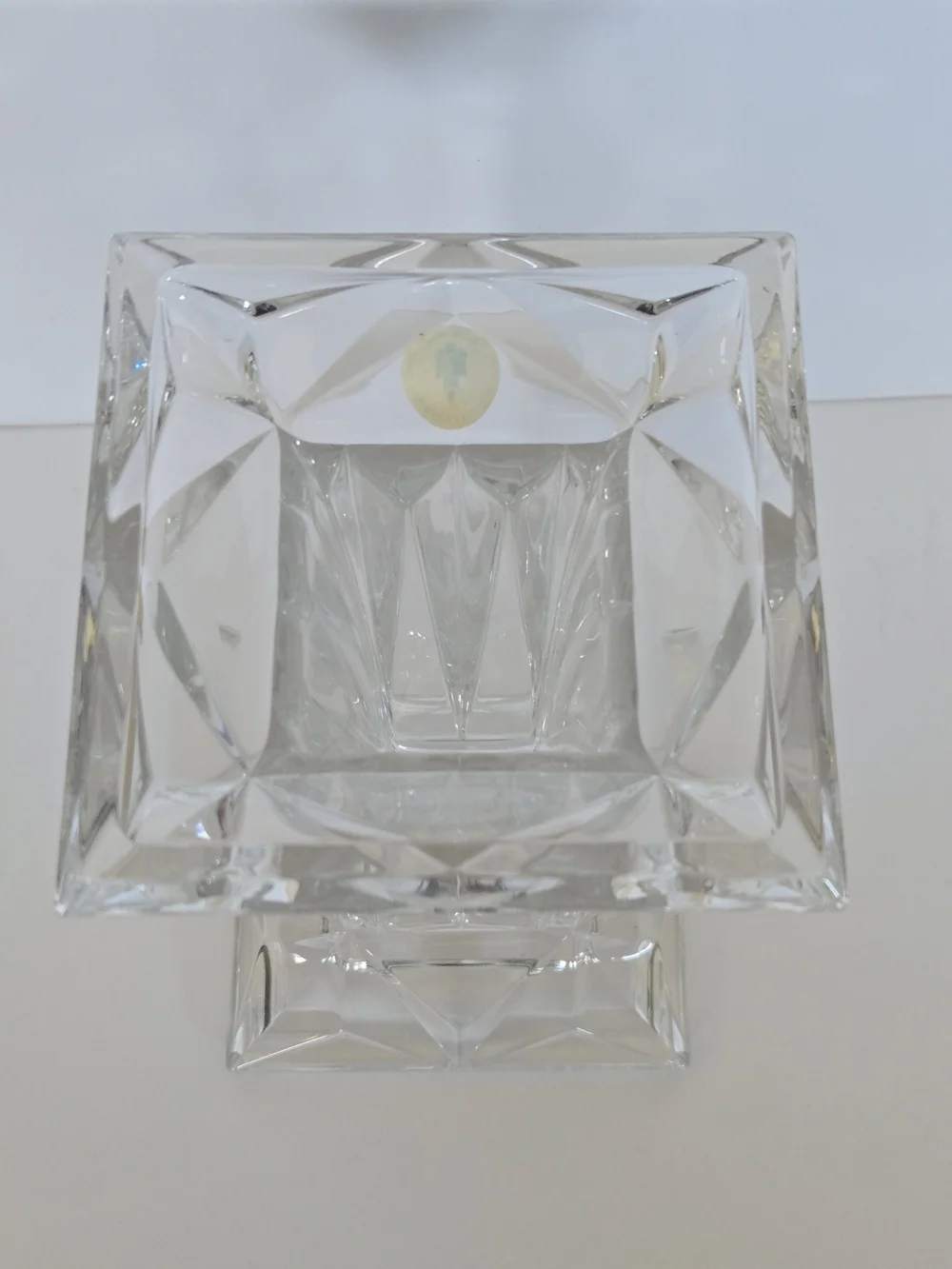 Vtg PartyLite P7374 Quad Prism Pedestal 24% Lead Crystal Pillar Candle Holder
